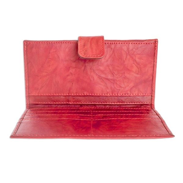 Alternate image for Multi-pocket Red Leather Wallet for Women Crimson Credit
