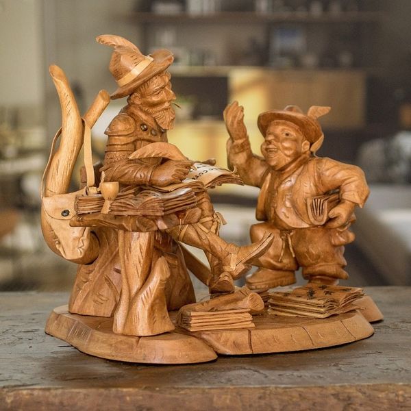 Alternate image for Cedar Wood Don Quixote and Sancho Panza Sculpture Quixote with Sancho Panza