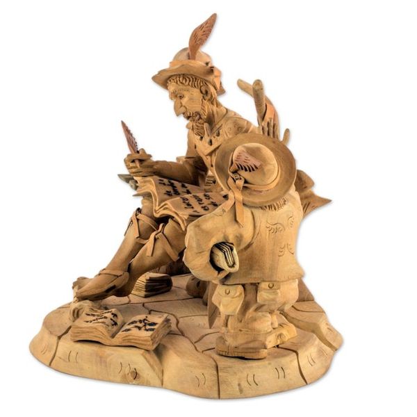 Alternate image for Cedar Wood Don Quixote and Sancho Panza Sculpture Quixote with Sancho Panza