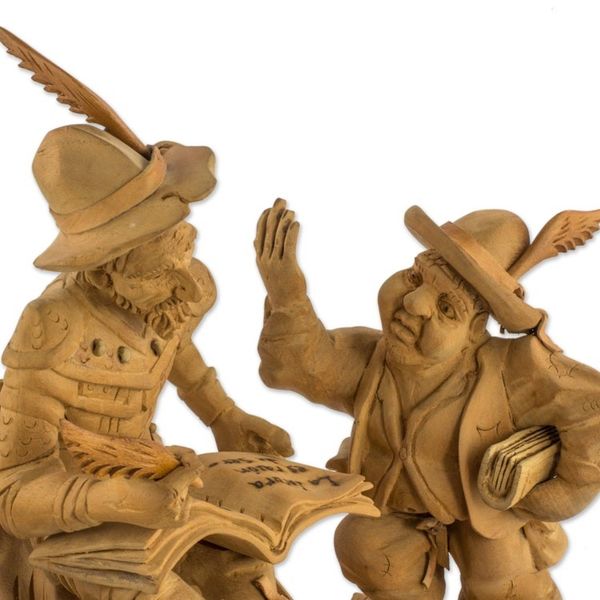 Alternate image for Cedar Wood Don Quixote and Sancho Panza Sculpture Quixote with Sancho Panza