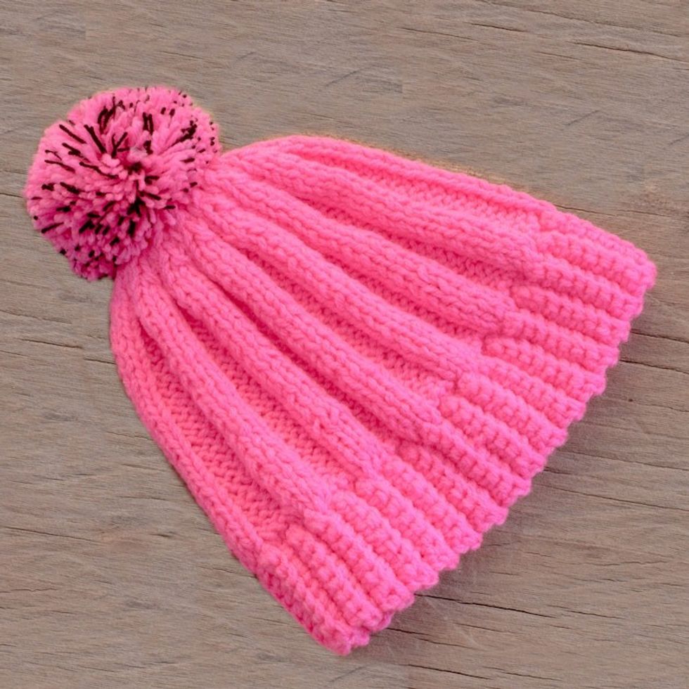 Crocheted Hat in Carnation from Guatemala 'Carnation Beauty'