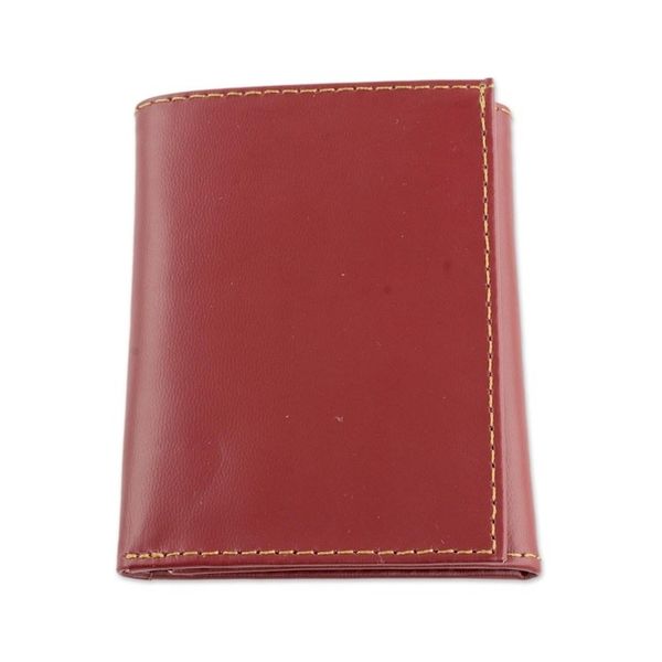 Alternate image for Hand Cut and Stitched Aurora Red Tri-Fold Leather Wallet Distinguished
