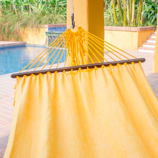 Alternate image for Handwoven Yellow Cotton Hammock Single from Guatemala Take Me to the Sun