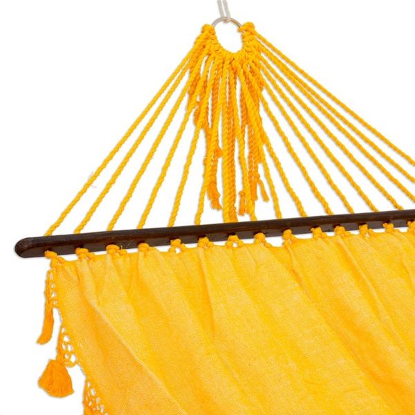 Alternate image for Handwoven Yellow Cotton Hammock Single from Guatemala Take Me to the Sun