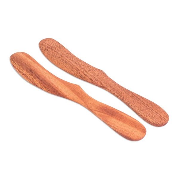 Alternate image for Handcrafted Cedar Wood Spreader Knives Pair Forest Sigh