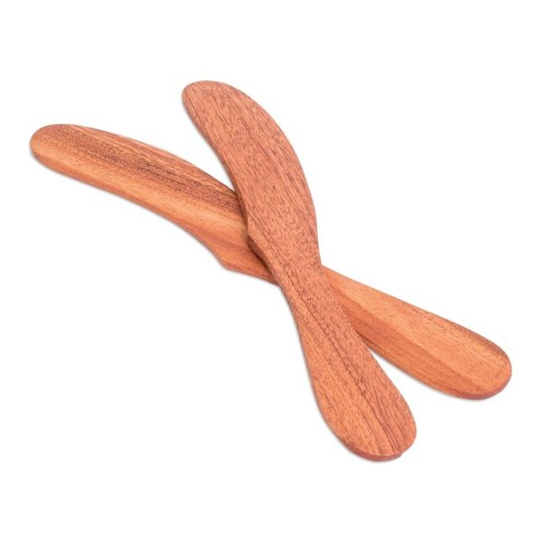 Alternate image for Handcrafted Cedar Wood Spreader Knives Pair Forest Sigh