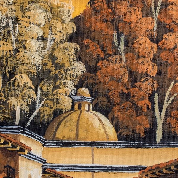 Alternate image for Nostalgic Oil Painting of Antigua in Sepia and Fuchsia San Francisco in Sepia