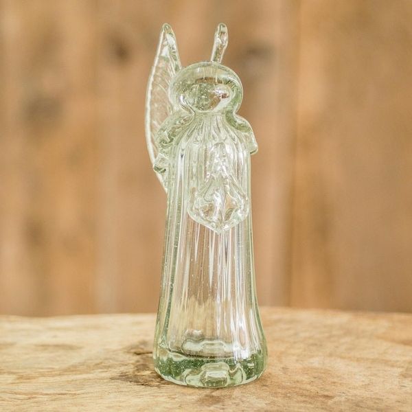 Alternate image for Handblown Recycled Glass Figurine Sculpture Crystal Angel