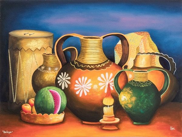 Alternate image for Guatemalan Still Life Painting in Oils of Folk Art Objects Still Life