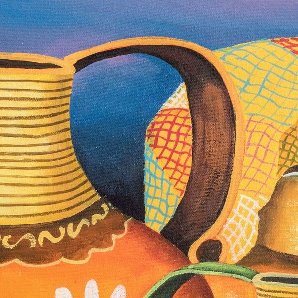 Alternate image for Guatemalan Still Life Painting in Oils of Folk Art Objects Still Life