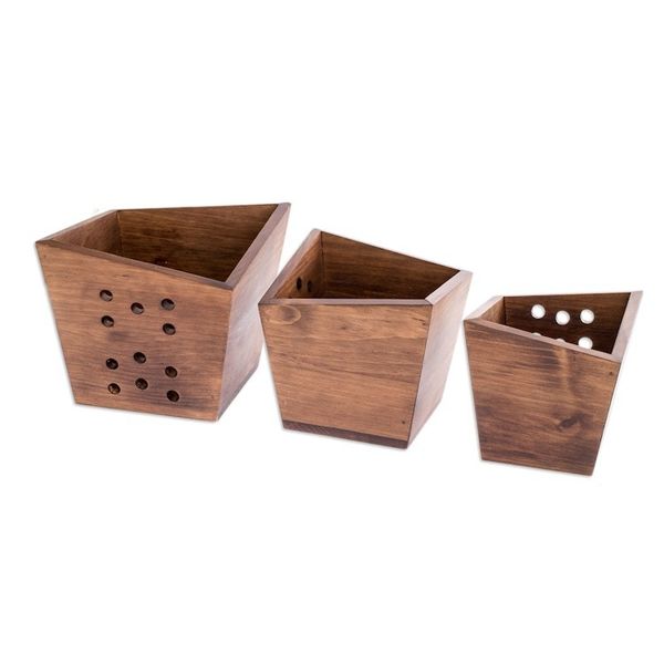 Alternate image for Handcrafted Wood Geometric Nesting Centerpieces Set of 3 Star Shower