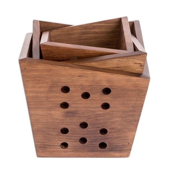 Alternate image for Handcrafted Wood Geometric Nesting Centerpieces Set of 3 Star Shower