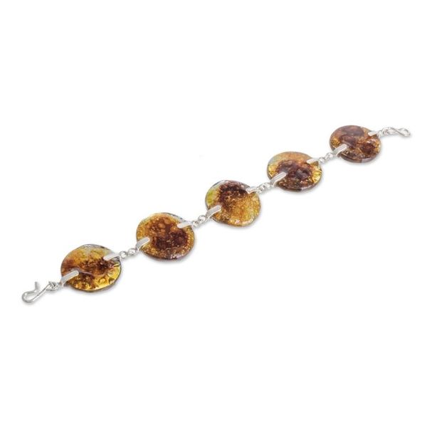 Alternate image for Recycled Glass Link Bracelet in Yellow from Costa Rica Yellow Moon