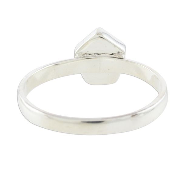 Alternate image for Light Green Jade Pentagon and Sterling Silver Cocktail Ring Striking in Light Green
