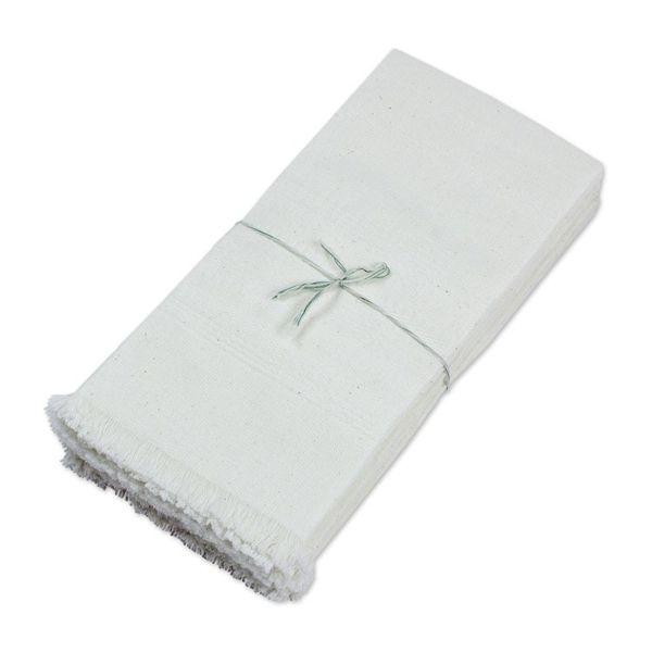 Alternate image for Six Handwoven Cotton Napkins in Eggshell from Guatemala Parallel Purity