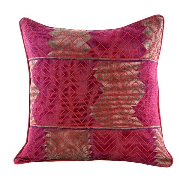 Alternate image for Maya Backstrap Loom Woven Red Cotton Cushion Cover Red Delight