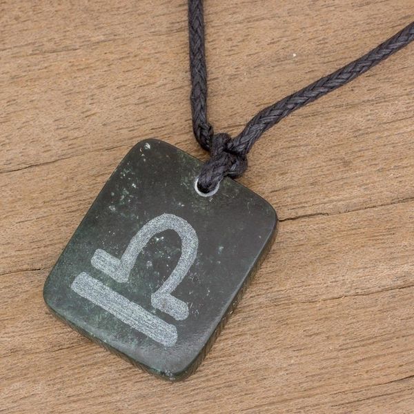 Alternate image for Jade Zodiac Libra Pendant Necklace from Guatemala Verdant Libra