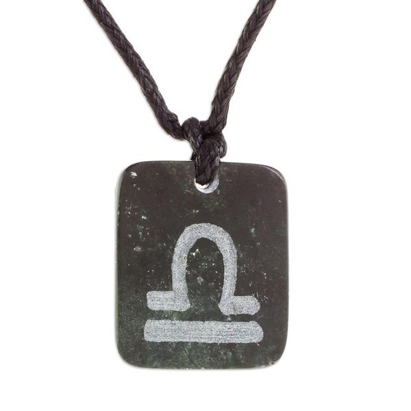 Alternate image for Jade Zodiac Libra Pendant Necklace from Guatemala Verdant Libra