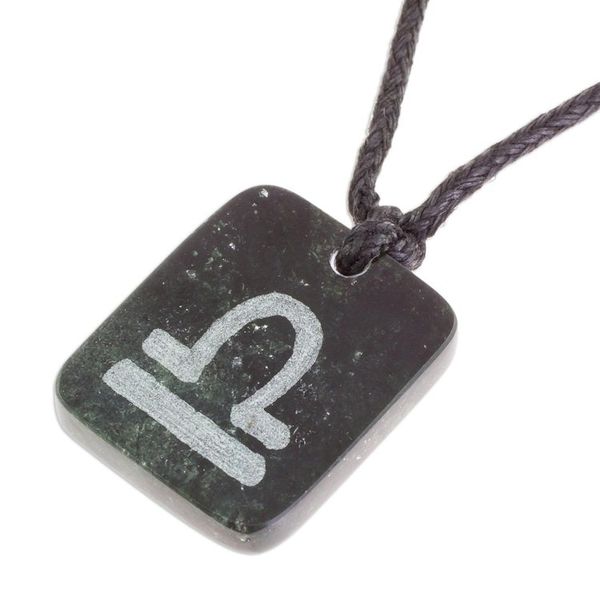 Alternate image for Jade Zodiac Libra Pendant Necklace from Guatemala Verdant Libra