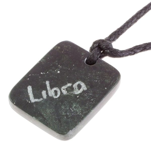 Alternate image for Jade Zodiac Libra Pendant Necklace from Guatemala Verdant Libra