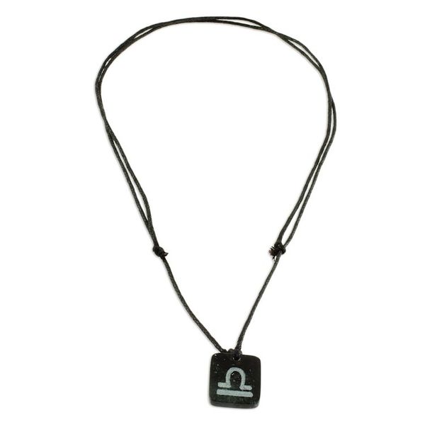 Alternate image for Jade Zodiac Libra Pendant Necklace from Guatemala Verdant Libra