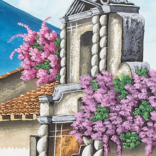 Alternate image for Antigua Guatemala Signed Oil on Canvas Painting Street of the Bells