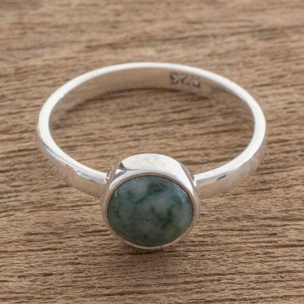 Alternate image for Circular Green Jade Single Stone Ring from Guatemala Beautiful Circle in Green