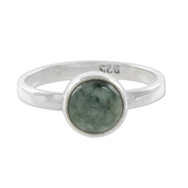 Alternate image for Circular Green Jade Single Stone Ring from Guatemala Beautiful Circle in Green