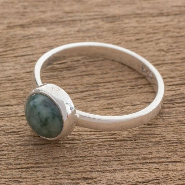 Alternate image for Circular Green Jade Single Stone Ring from Guatemala Beautiful Circle in Green