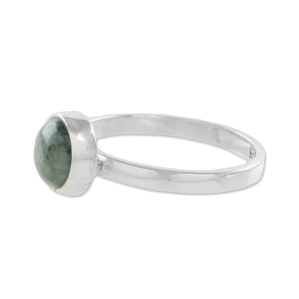 Alternate image for Circular Green Jade Single Stone Ring from Guatemala Beautiful Circle in Green