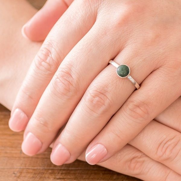 Alternate image for Circular Green Jade Single Stone Ring from Guatemala Beautiful Circle in Green