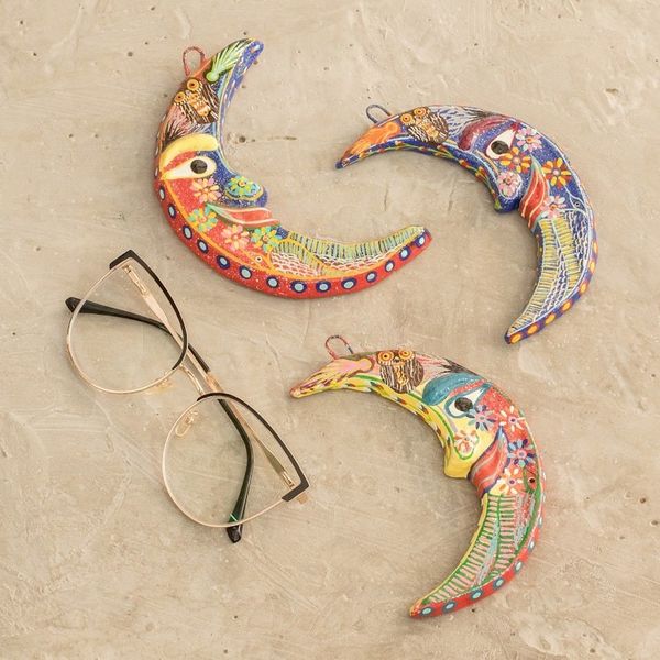 Alternate image for Ceramic wall adornments Set of 3 Crescent Moon Magic