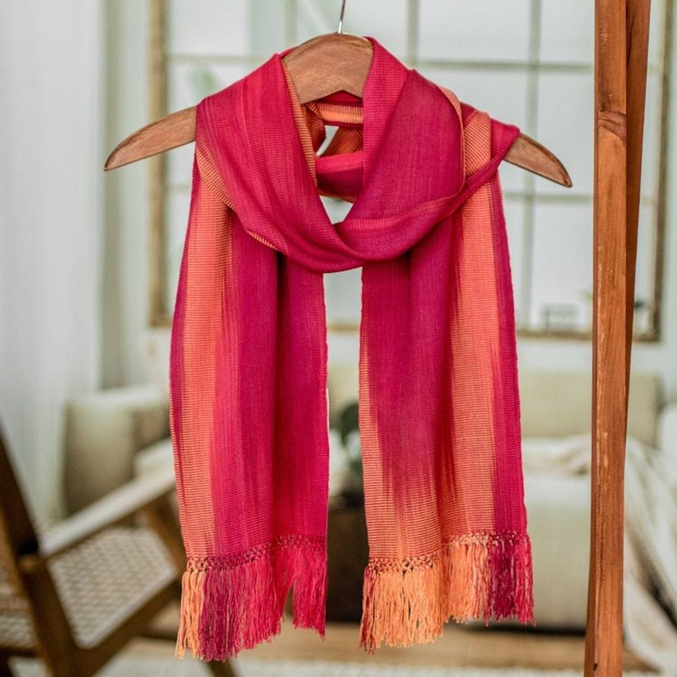 Handcrafted Rayon Scarf 'Solola Fire'