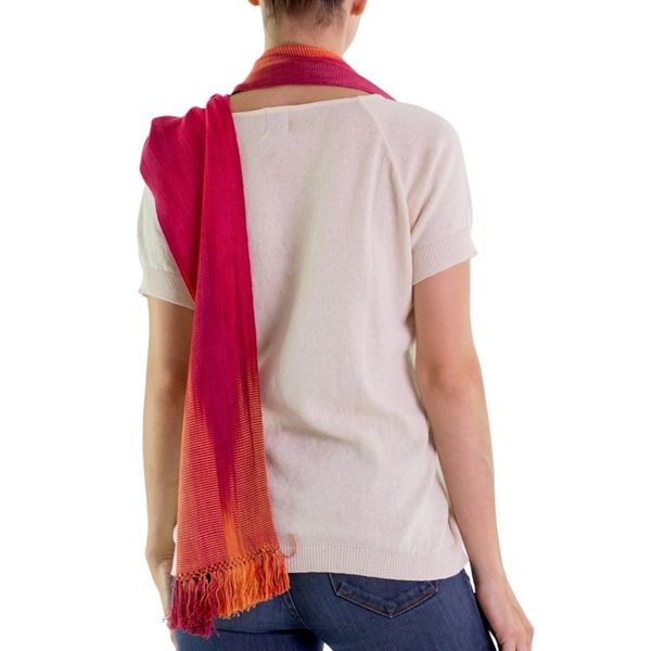 Alternate image for Handcrafted Rayon Scarf Solola Fire