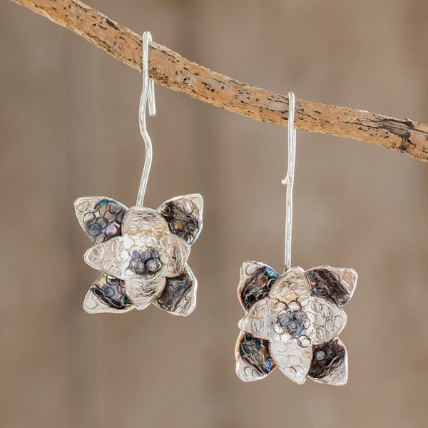 Alternate image for Floral Sterling Silver Drop Earrings Crafted in Costa Rica Fascinating Flowers