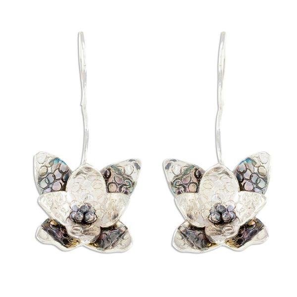 Alternate image for Floral Sterling Silver Drop Earrings Crafted in Costa Rica Fascinating Flowers