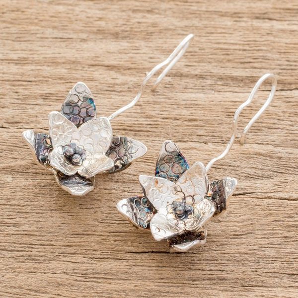 Alternate image for Floral Sterling Silver Drop Earrings Crafted in Costa Rica Fascinating Flowers