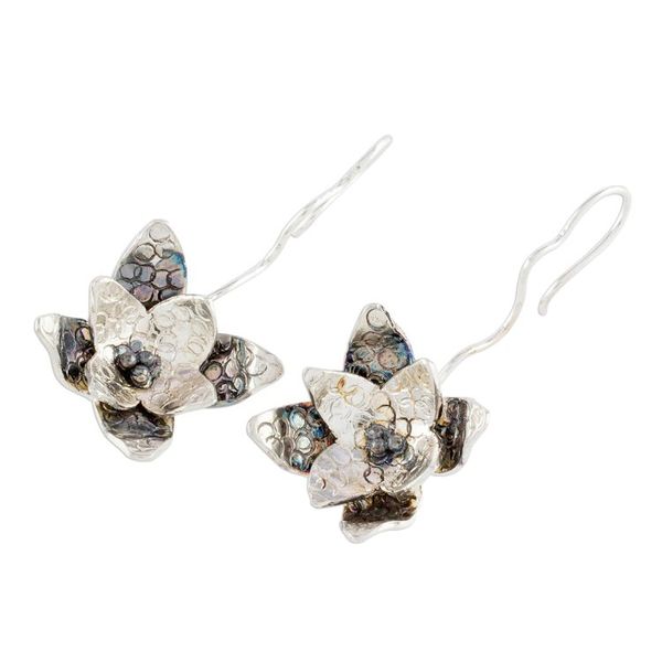 Alternate image for Floral Sterling Silver Drop Earrings Crafted in Costa Rica Fascinating Flowers
