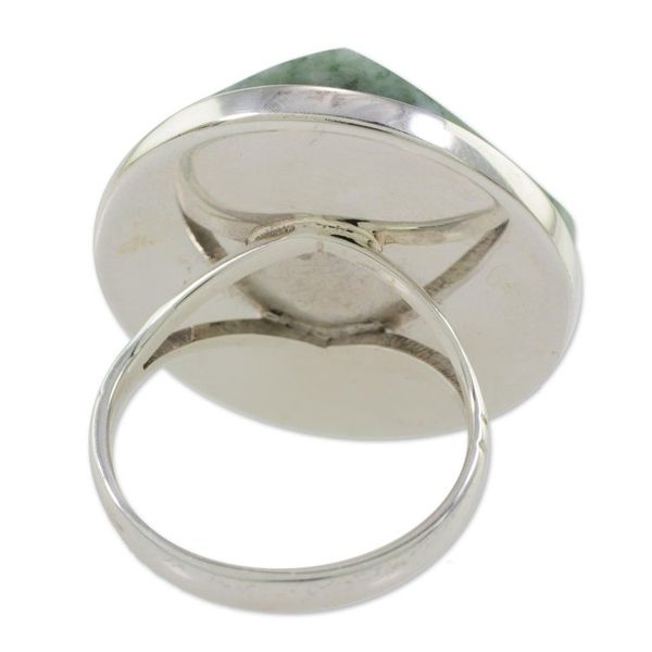 Alternate image for Handcrafted Apple Green Maya Jade Ring in Sterling Silver Loves Cycles in Apple Green