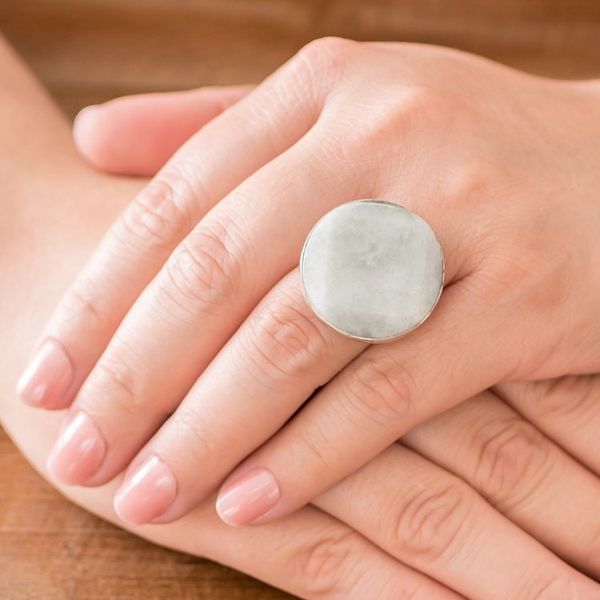 Alternate image for Handcrafted Apple Green Maya Jade Ring in Sterling Silver Loves Cycles in Apple Green