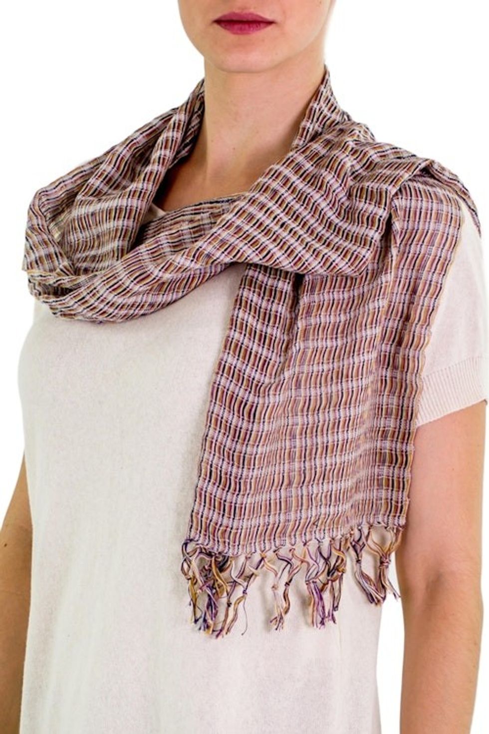 Artisan Designed and Crafted Cotton Scarf 'Subtle Textiles on Grey'