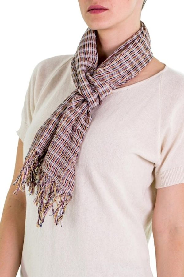 Alternate image for Artisan Designed and Crafted Cotton Scarf Subtle Textiles on Grey