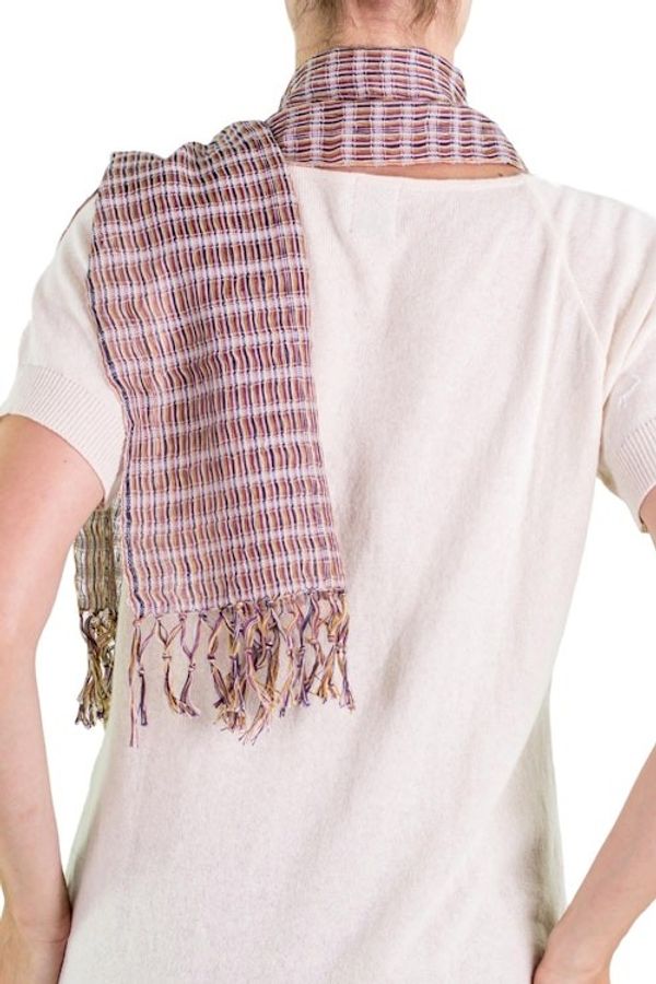 Alternate image for Artisan Designed and Crafted Cotton Scarf Subtle Textiles on Grey