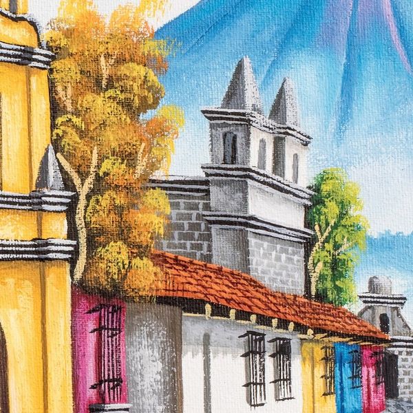 Alternate image for Realist Signed Guatemala Village Panting Calle de los Pasos