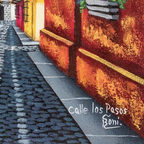 Alternate image for Realist Signed Guatemala Village Panting Calle de los Pasos