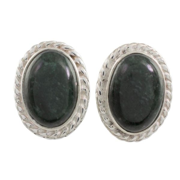 Alternate image for Jade stud earrings Dark Mystique
