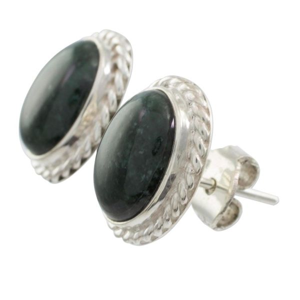 Alternate image for Jade stud earrings Dark Mystique