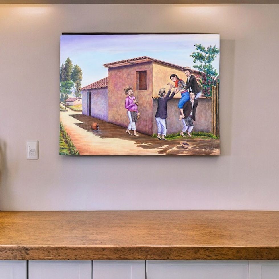 Kidnapping the Bride Painting Signed Guatemalan Fine Art 'They Are Stealing the Girl'