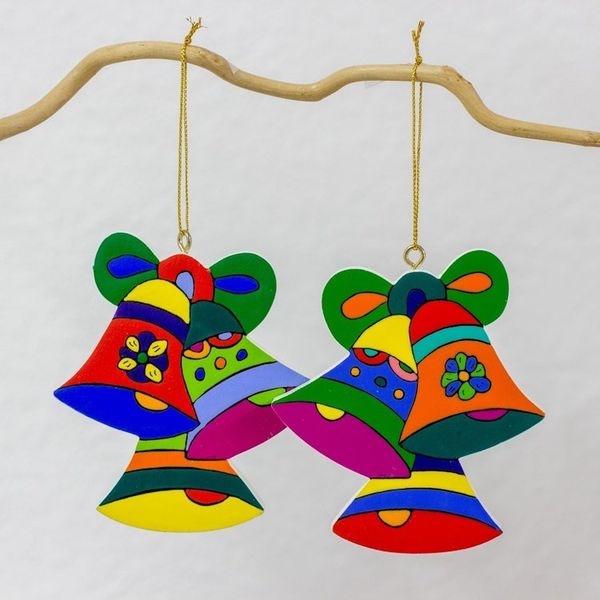 Alternate image for Pinewood ornaments Set of 6 Christmas Bells