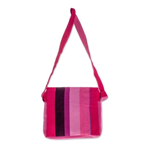 Alternate image for Handcrafted Cotton Messenger Bag Lined Luscious Purple